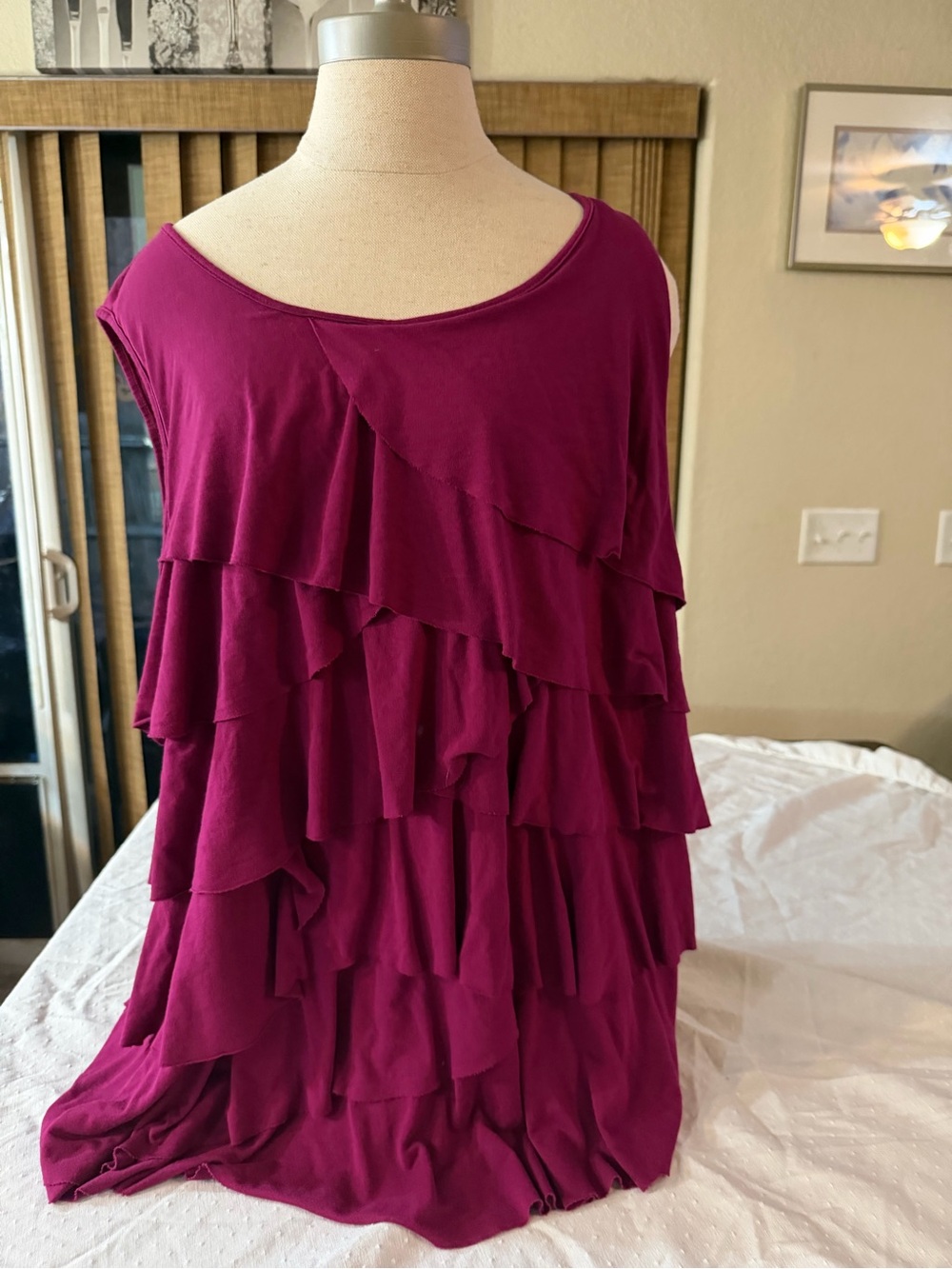 Layered Ruffle Sleeveless Top - Berry